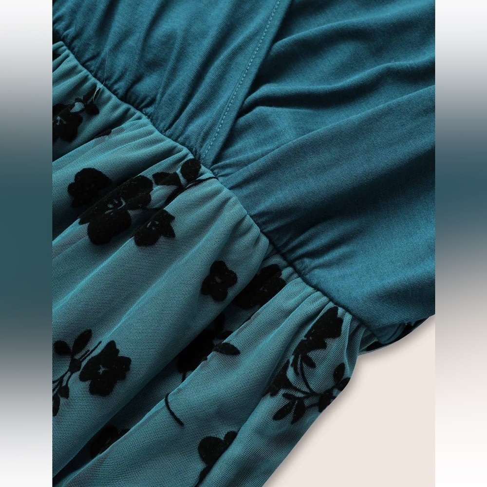 BloomChic Size L Floral Mesh Patchwork Surplice Neck Tank Dress us12 - Picture 4 of 7